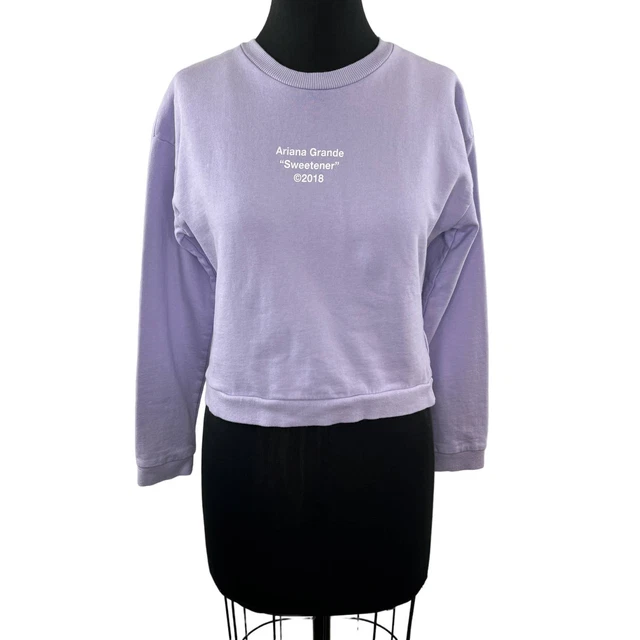 H&M x Ariana Grande "Sweetener" Purple Long Sleeve Cropped Sweatshirt Sz 12-14Y