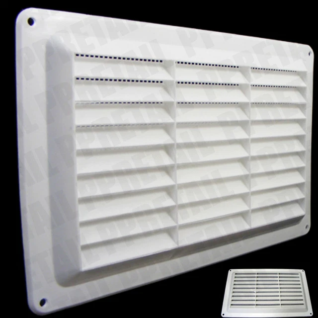 DOUBLE BRICK AIR VENT LOUVRED & FLY SCREEN 9"x6" White Ventilation