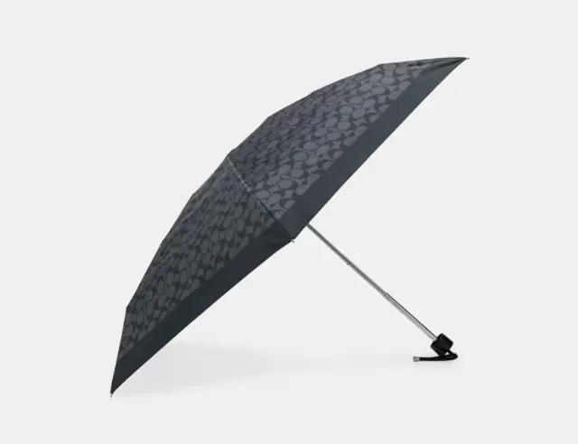 Coach - Uv Protection Signature Mini Umbrella - Graphite & Silver - C4322 NWT