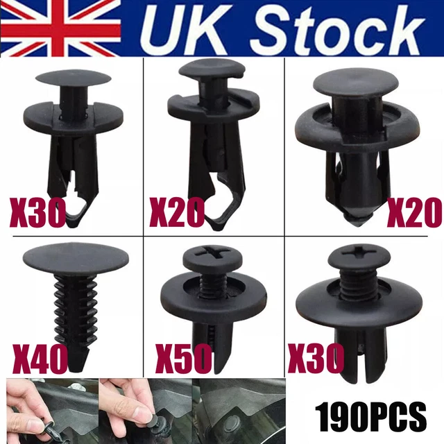 Car Push Pin Rivet Trim Clips Kit 190Pcs Auto Fastener Plastic