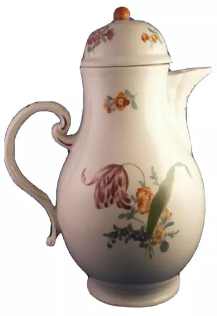 Antigüedad 18thC Volkstedt Porcelana Floral Coffee Pot Y Tapa Porzellan Kanne