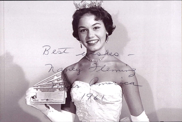 Nancy Fleming Signed 4x6 Photo Miss America 1961 USA Beauty Contest Winner Model