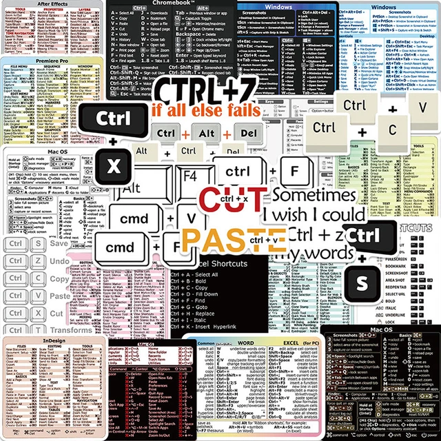 30PCS DIY WINDOWS Excel/Word Quick Reference Keyboard Guide Shortcut ...