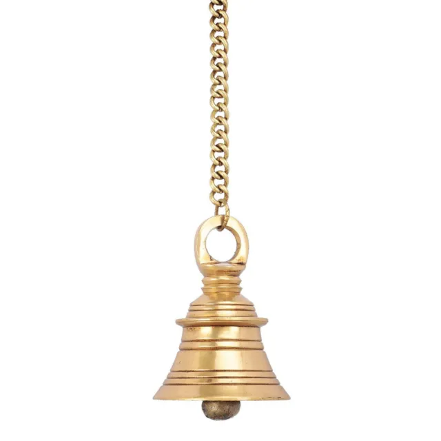 Indian traditional Brass Hanging Bell With Chain for Home & Temple Golden