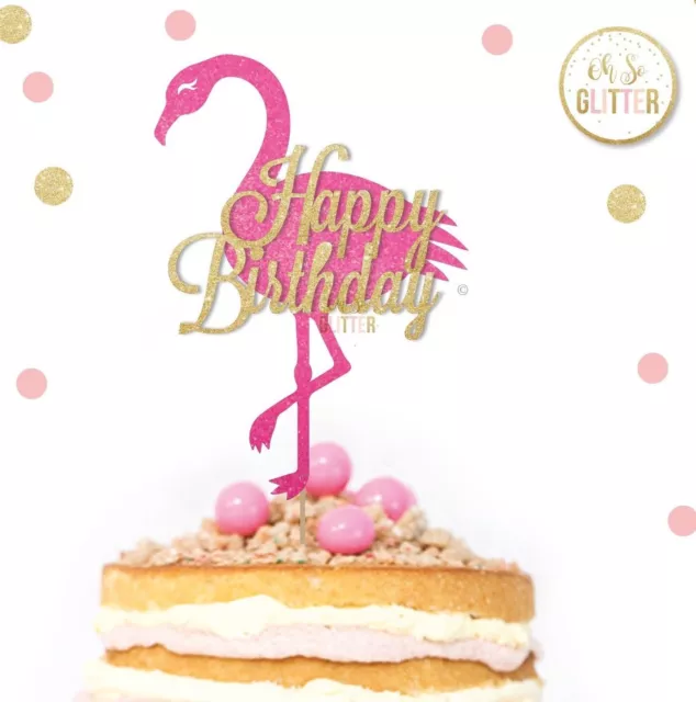 Flamingo Cake Topper Glitter Topper Flamingo Cake Name Personalised Age birthday