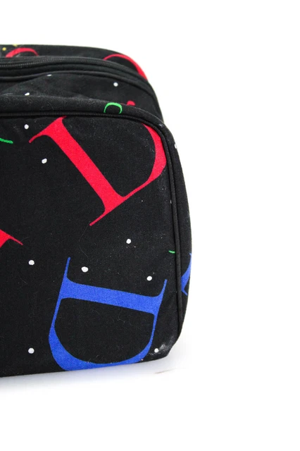 Christian Dior Womens Multicolored Logo Polka Dot Cosmetic Case Black Canvas 7