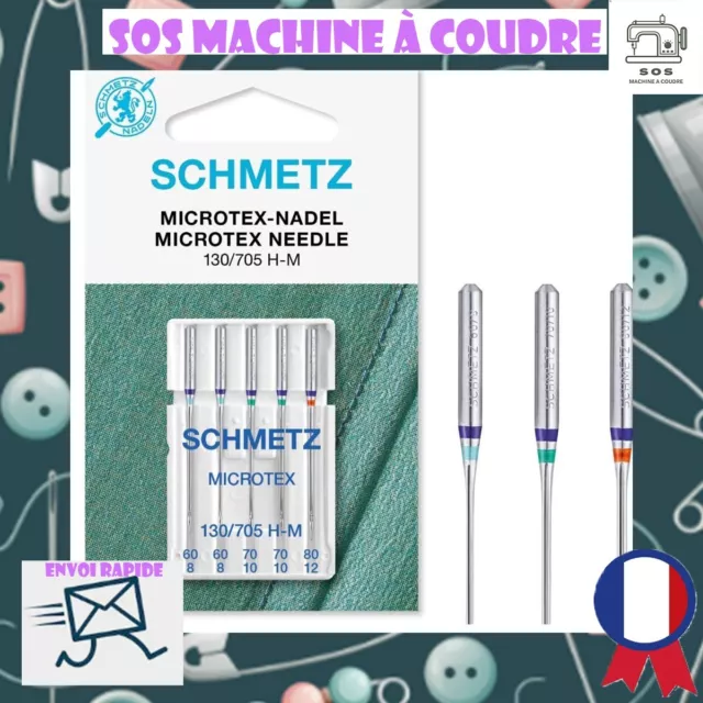 SCHMETZ Aiguilles pour machines à coudre | 5 aiguilles Microtex | 130/705 H-M