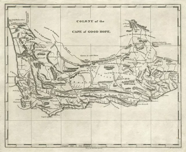 Colony of the Cape of Good Hope by Arrowsmith & Lewis. South Africa 1812 map