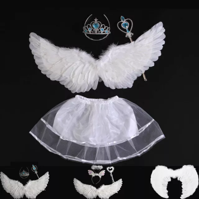 Adult Kids Angel Devil Fairy Feather Wing Halo Tutu Halloween Party Fancy Dress