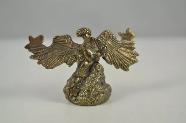 Vintage Metzke 1995 Angel Figure Gold Tone Wings Stars Pewter Figurine Lj