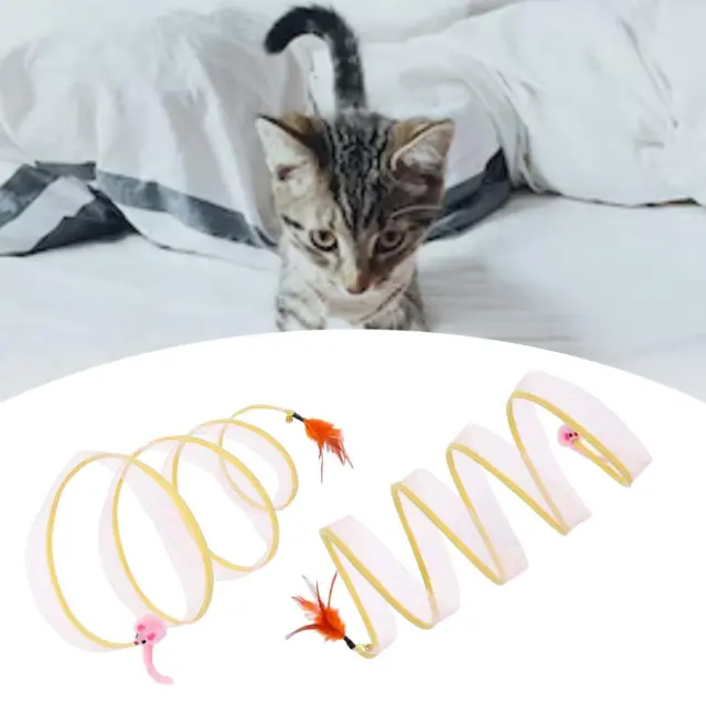 Tunnel de chat jouet pliable pour animal de compagnie avec plume pliante pour