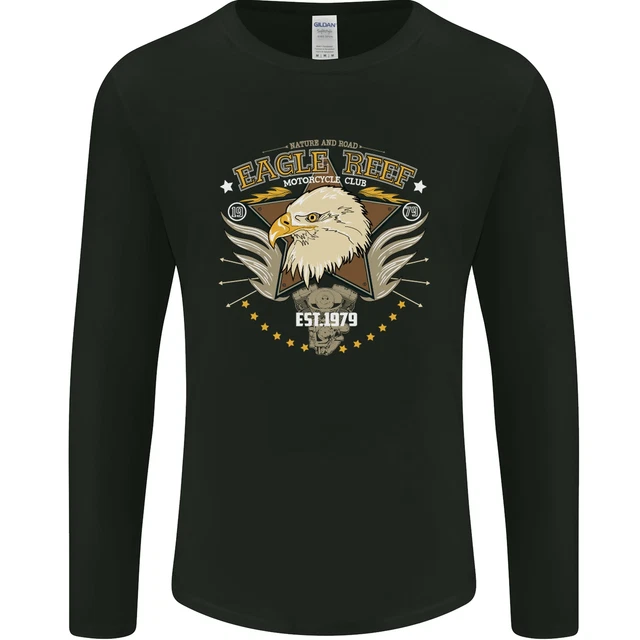 T-shirt da uomo moto biker Eagle Reef manica lunga
