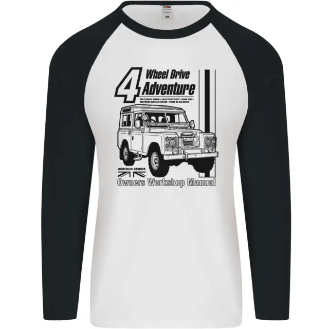 T-shirt da baseball 4 ruote motrici Adventure 4X4 Off Road da uomo L/S
