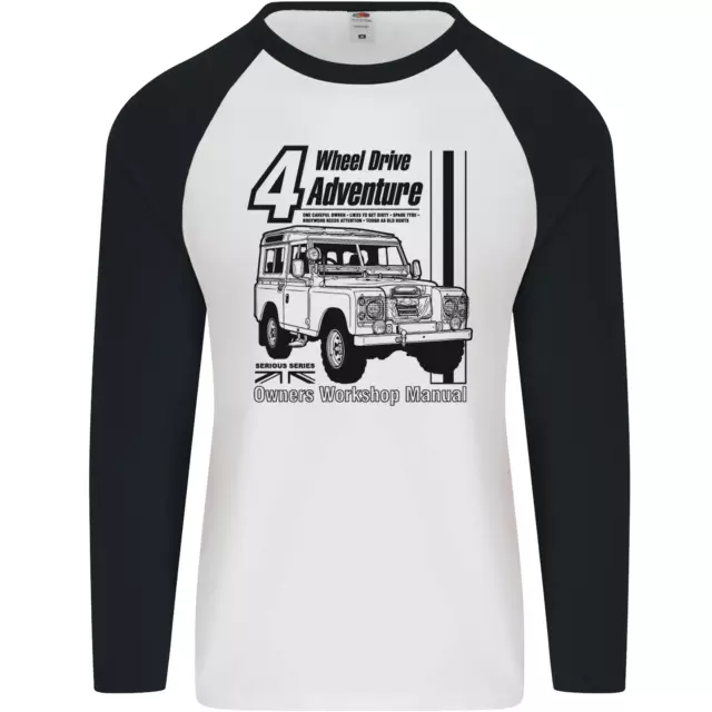 T-shirt da baseball 4 ruote motrici Adventure 4X4 Off Road da uomo L/S