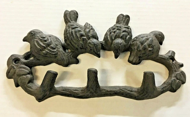4 Blue Birds on a Branch Towel Hanger Coat Hat Hook Key Rack Rustic Home Décor 8