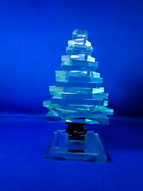 Stacked Glass Art Pine Christmas Tree Sculpture Mark & Julie Glocke Signed