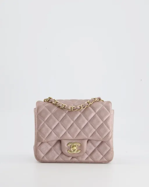CHANEL METALLIC ROSE Gold Mini Square Flap Bag in Coated Calfskin with Gold  HW £5,581.00 - PicClick UK