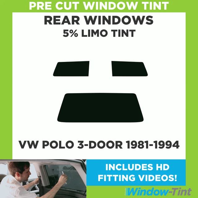 Pre Cut Window Tint for VW Polo 3-door Hatchback 1981-94 5% Limo Black Rear Film