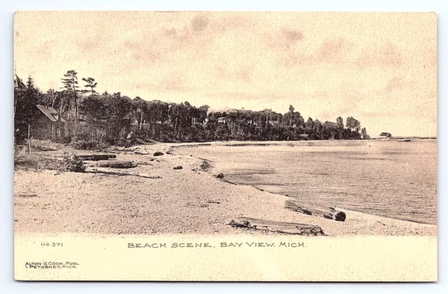 Postcard Beach Scene Bay View Michigan MI c.1910s