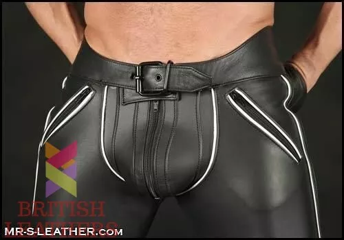 New Genuine Leather Pants Uniform Pants Stripe Police Role play Fetish Kink Gay