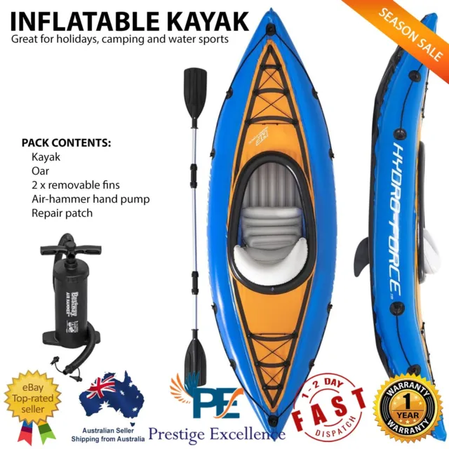 Hydro-Force 2.75m Cove Champion Inflatable Kayak Water Adventure Compete Set NEW