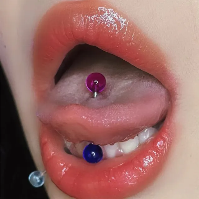 1Pcs Titanium Steel Tongue Piercing Tongue Ring Barbell Ball Tongue Na-SA