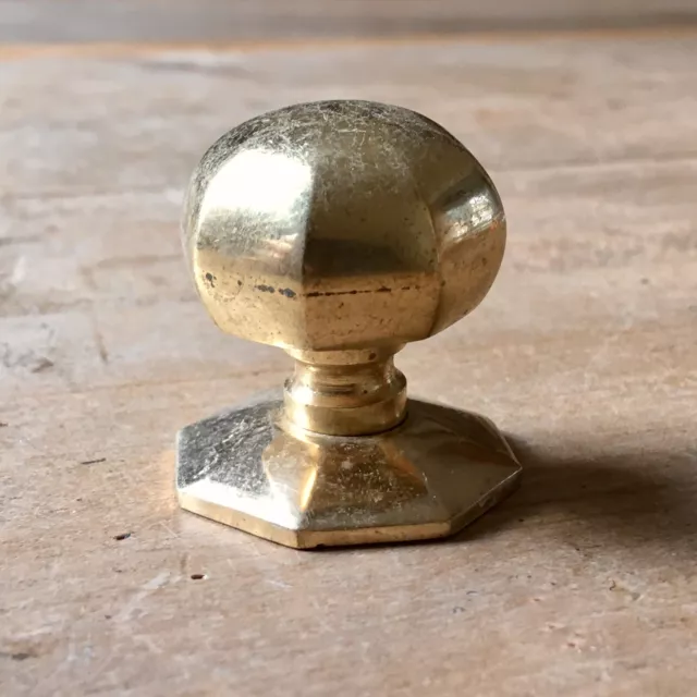 Vintage Solid Brass Cupboard Door Knob Handle Pull Octagonal Drawer Pull