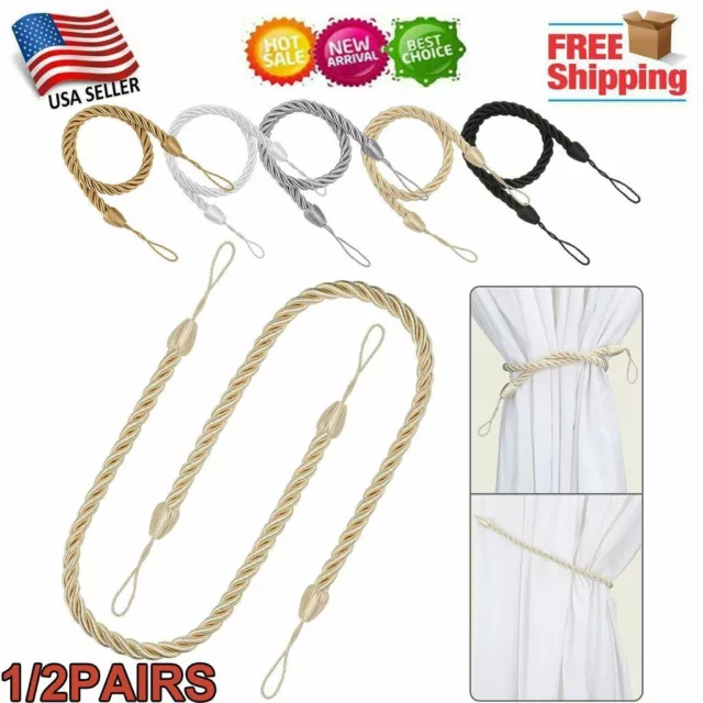 2/4x Handmade Curtain Rope Tie Backs Window Tieback Bandage Holdbacks Home Decor