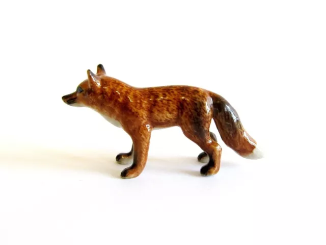 Miniature Porcelain Fox figurine -  Hand Painted (Mini)