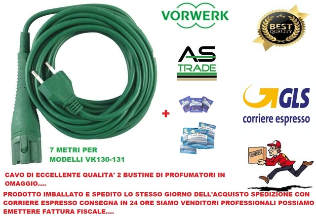 McFilter Cavo Per Aspirapolvere Vorwerk Folletto VK 130 VK 131 VK130 VK131 VK 130/131 - Lunghezza Cavo Di Alimentazione: 10 M | Cavo Di Alimentazione | Cavo Di Ricambio - Foto 5
