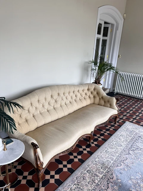 Antique Cream Gilt Sofa Victorian 3