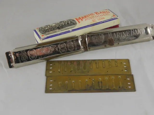 Vintage Marine Band Harmonica Made In Germany No 1896 M Hohner Harmonica Parts!!