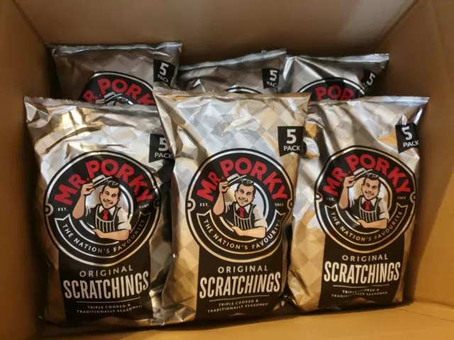 Mr. Porky Original Pork Scratchings 30 Bags - Triple Cooked - Pub Snacks Bar