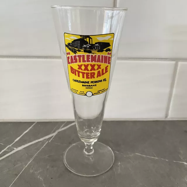 Castlemaine XXXX Bitter Ale Footed Pilsner Beer glass Clear 180ml Man Cave Bar