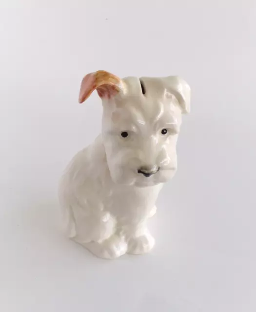 Beswick Terrier Dog  White with Brown Ears Money Bank c 1946-1973