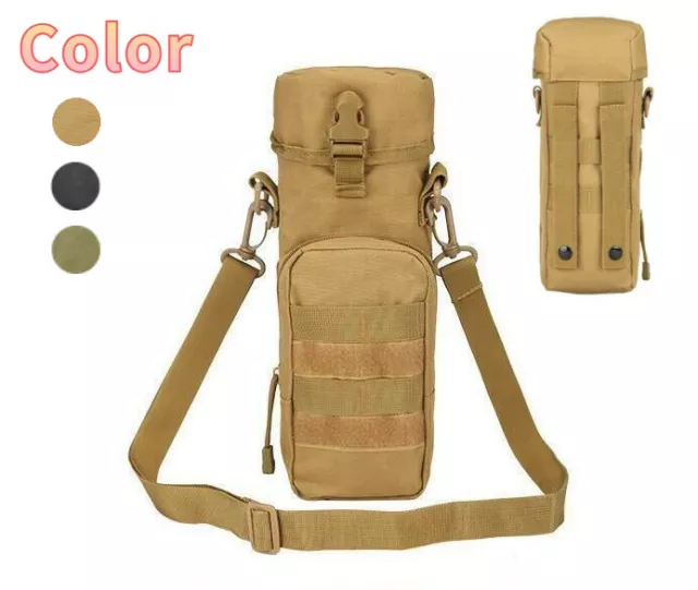 Outdoor Tactical Molle Water Bottle Bag Holder Kettle Pouch With Shoulder Strap