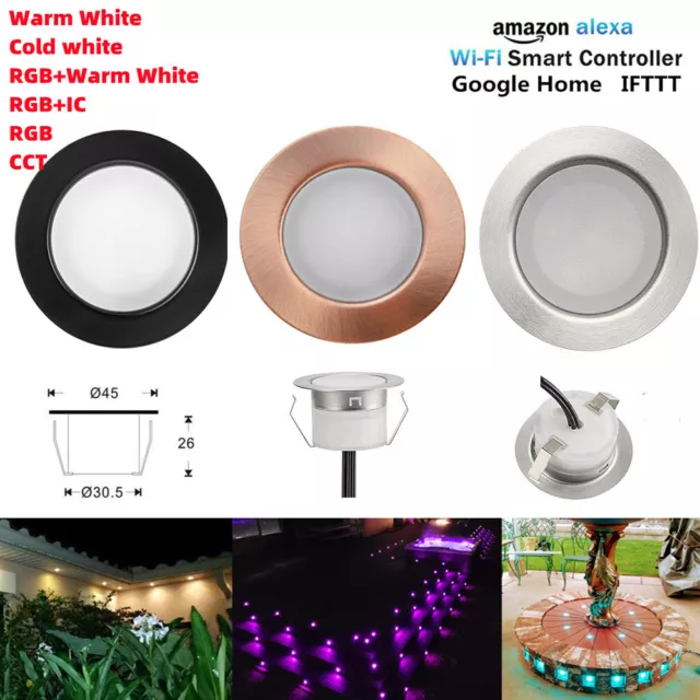 45mm WIFI LED Deck Lights Outdoor RGB/RGBW/RGB+IC Garden Stair Step Plinth Spots