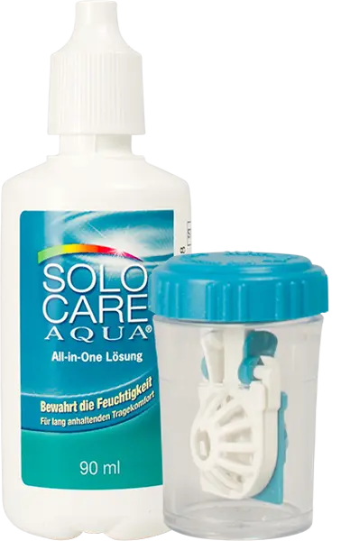 »» SOLO CARE AQUA REISESET 90 ML KONTAKTLINSEN PFLEGEMITTEL «« 1xBEHÄLTER 3