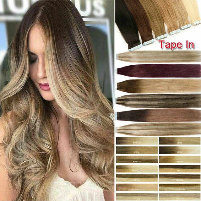 Extensions De Cheveux Tape Adhésives 100% Humains Remy - 20-60 Bandes, Longueur 50"