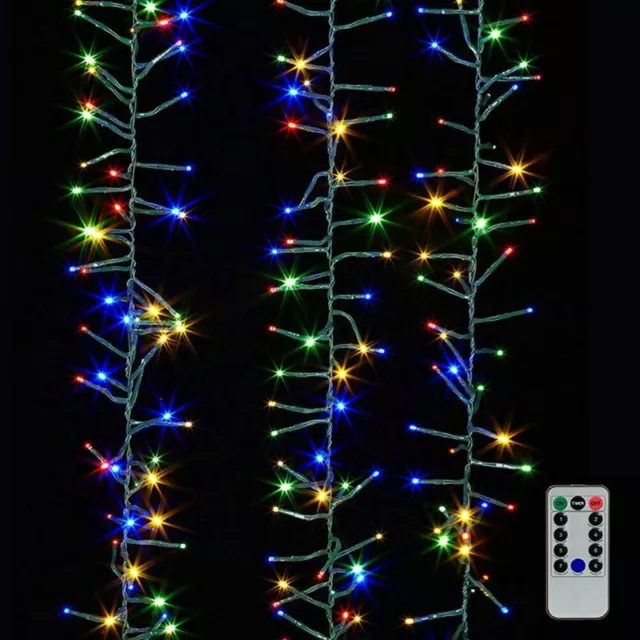 Raz Imports 19.6' Cluster Garland Green Wire, 600 Multi Lights and Remote