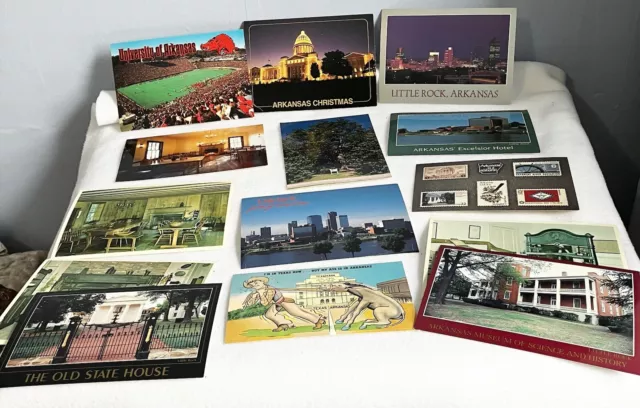 vintage Arkansas postcards lot of 13.  Unused Except One