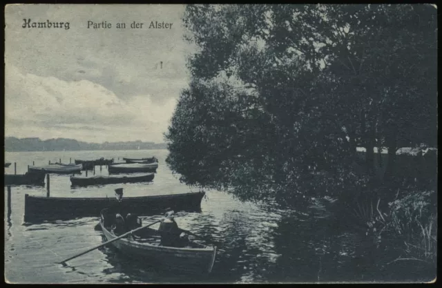 (B5637) AK Hamburg, Partie an der Alster 1913