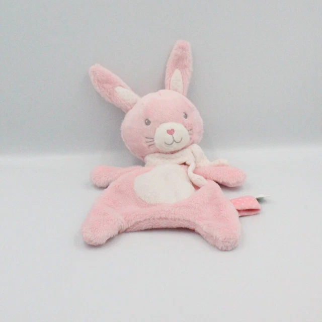 Doudou plat lapin rose blanc pois TEX BABY - 18004