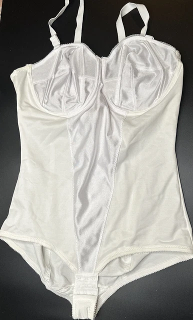 VTG BODYSUIT GIRDLE Shaper Pinup Bullet Bra Panty One piece Sissy White