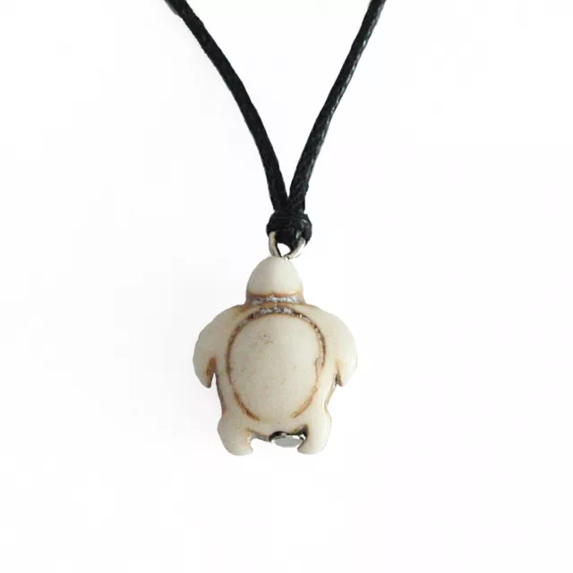 2 X Turquoise White Turtle Charm Pendant Choker Necklace with Black Cord