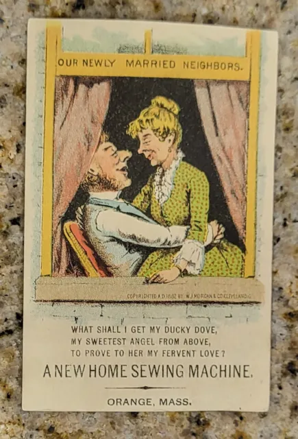 Victorian Trade Card New Home Sewing Machine Newly Married Neighbors