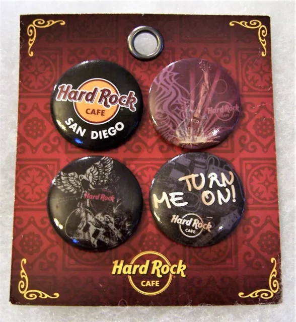 Hard Rock Cafe San Diego 4 Pack Of Different Buttons - New