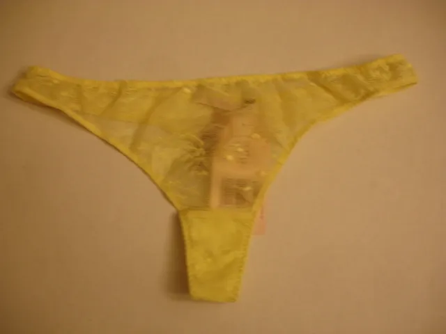 Stella Mccartney Scarlett Weaving Pale Lemon  Thong Panty Sz L Nwt S37-202