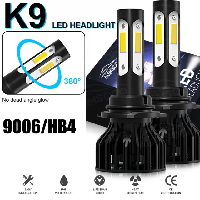 9006 LED Headlight Bulbs Low Beam Super Bright White Conversion Kits 2x HB4