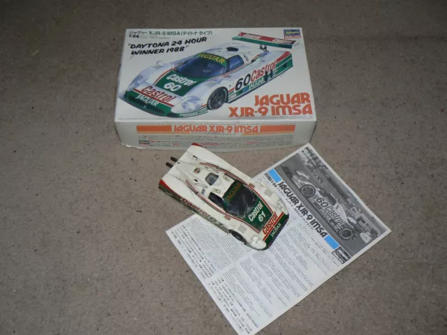 Hasegawa Jaguar XJR-9 IMSA plastic model kit - 1/24 scale,built,box and spares..